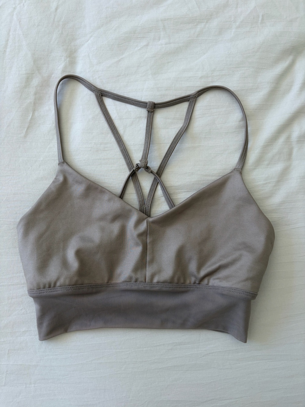 ALO Yoga Taupe Strappy Low-Impact Sports Bra